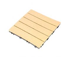 Dream-cool Baldosas para terrazas de patio 12 x 12 pulgadas, 4 piezas Baldosas para terrazas de madera compuestas entrelazadas, 4 pisos de madera plástica de listones para exterior, adoquines everyday