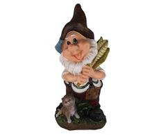 Unbekannt Diseño Enano con Gato 38 cm de Alto Decoración Jardín Enano de jardín Figuras Decoración 7 Varios diseño