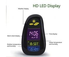 Reloj despertador con forma de adoquín La estación meteorológica El reloj del reloj tiene Sensor Remoto Soporte Pronóstico Lecturas de temperatura interior / exterior Tiempo de humedad Fecha y pantall