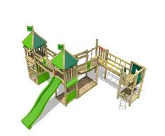 FATMOOSE juego infantil LuckyLord Large XXL de madera para el jardín, verde claro columpio, arenero