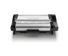 DeLonghi CG4001.BK Grill de contacto, posición barbacoa, bandeja extraíble, 1600 W, color negro y plata