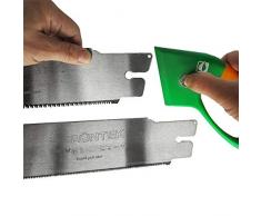 GRÜNTEK Sierra de Podar a mano Piranha. Serrucho japones de Jardín con 2 Hojas: Corte Grueso (8 dientes) y Corte fino (13 dientes)