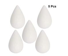Vosarea Ganchos Solo de Madera Diseño de Gotas de Agua Decorativo para Colgador de Abrigo Ropa y Sombrero de Pared Talla S(Blanco) 5pcs