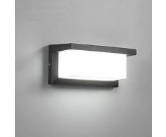 Lightess Apliques de Pared LED 12W Lámpara Exterior Impermeable IP65 Luz de Aluminio Luz Agradable Impermeable Iluminación en Moda para Balcón, Jardín, Porche, Camino, Patio, Blanco Frío