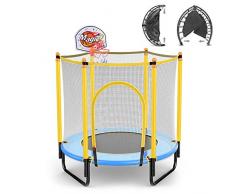 AZCSPFALB Cama Elástica para Niños Plegable Comodidad y Seguridad Mudo Elástico Trampolín Exterior Interior Jardín Trampolín Fácil de Almacenar - Amarillo/Rosa/Azul