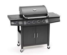 Taino® Gas barbacoa disponible en Juego con accesorios barbacoa de 4 quemadores de acero inoxidable (1 lado eléctrica de gas barbacoa TÜV Color Negro o Plata/Antracita (4 + 1)