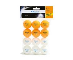 Donic Schildkröt Calidad Poly 40+, Paquete con 12 Unidades Pelota de Tenis de Mesa Jade, Blanco/Naranja, 618045