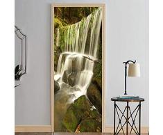 Etiqueta De La Puerta Etiqueta De La Pared 3D Roca De Piedra Y Cascada Mural Sickers Etiqueta De La Puerta Papel Tapiz Calcomanías Decoración del Hogar 77X200Cm
