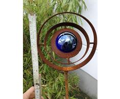Zen Man para jardín (Acero Inoxidable óxido Jardín Cristal Bola de Escultura de jardín de Metal jardín Figure H115 * 15 cm Azul Oscuro 101582