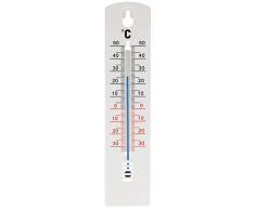 Analog Interior – Exterior – Jardín Termómetro 20 cm. Plástico Blanco Fabricación Alemana. Indicador de temperatura – 45 A + 50 °C