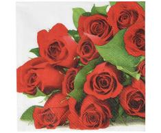 Home Fashion - Servilletas de cóctel (25 x 25 cm), diseño de Ramo de Rosas, Color Rosa
