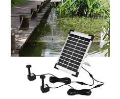 Simlug Kit de Doble Bomba de Agua Sumergible Solar Bombas de Fuente sin escobillas de 5W con Panel Solar para Piscina Koi Pond Garden Pájaro Baño Cascada Acuario Patio Jardín Exterior