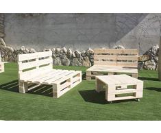Palets Talavera SL Conjunto 2X Sofa Palet 12Ocm x 80cm 1x Mesa 80cm x 50cm Lijado Y Cepillado -Interior/Exterior Nuevo-Natural