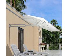 LJA Outdoor Parasol de Pared Parasol Balcón Vacaciones Jardín al Aire Libre Cantilever Sombrilla sombrilla inclinable con Poste de Metal (Color : White)