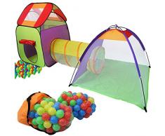 KIDUKU® 3 en 1 Iglú Infantil para Juegos / Tienda de campaña para niños + Túnel de Tela + 200 Bolas + Bolsa para Transportar – Uso Interior y Exterior