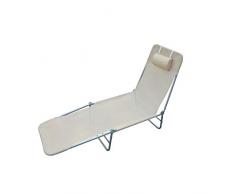 Outsunny Tumbona Plegable con Almohada para Jardín Terraza y Piscina - Color Crema - Acero y Tela Oxford - 182x56x24.5 cm