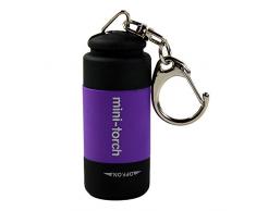 Szaerfa Mini USB recargable linterna LED antorcha linterna bolsillo llavero impermeable (Purple)