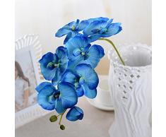 EMVANV Hermosa decoración de flores DIY salón mariposa artificial orquídea flor de seda, azul, Tamaño libre