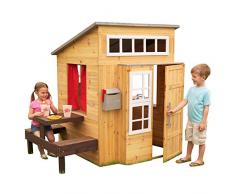 KidKraft- Casa de jardín moderna de madera para niños, incluye cocina de juego y accesorios, Color Natural (182)
