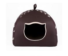 hobbydog Igloo - iglbwl5 gato cueva gato sofá cama gato gato Casa codura-poliamida lavable mascotas Casa antiarañazos impermeable, braun mit Muster (Pfötchen), R1 (37 x 37 cm)
