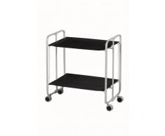 DHO Carrito de té - Camarera plegable. Armazón metálico color gris - varios colores de bandejas disponibles (Negro)