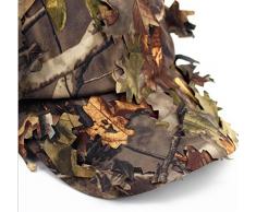 Hotour 3D Unisex Hojas Camuflaje Ghillie Caps Caza, Pesca, Outdoor Bionic Camo Ejército Sombreros Guerra Juegos Camo sombrilla Béisbol Caps, Baseball Brown