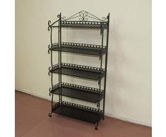 SED Flower Pot Collection Rack Balcón Planta Hierro Soporte de flores de 5 niveles Estantería de escalera de pie y sala de estar Estante de bonsai Soporte de flores Exhibición de almacenamiento,Negro