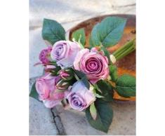 Ramo de rosas artificiales Mini-MOLLY con 8 rosas, violeta, 25 cm, Ø 15 cm - Ramillete sintético / Flores decorativas - artplants