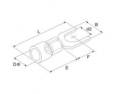 25x Terminales de horquilla aislado 1,5-2,5mm² azul M5