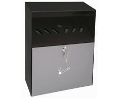 Wedo 17038112 - Cenicero de pared para exterior tipo buzón (6,8 L, tapa con llave, acero inoxidable recubierto en polvo), color negro y gris
