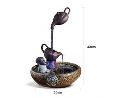 Xilinshop-Fuentes decorativas Fuente de Escritorio Creativa de Caldera Flotante y Monje pequeño con atomizador Relajación Interior Decoración de Paisaje de Cascada