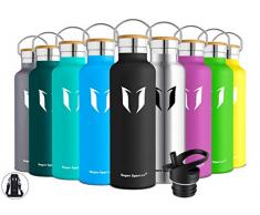 Super Sparrow Botella de Agua aislada al vacío de Acero Inoxidable, diseño de Pared Doble, Boca estándar - 750ml - Eco Friendly & BPA Gratis - para Correr, Gimnasio, Yoga, Ciclismo