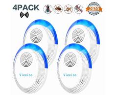Viccioo 4Pcs Repelente Ultrasónico Mosquitos，Electrónico Repelente Ultrasónico Plagas Repelente Insectos Interiores Control de Plagas para Cucarachas Pulgas Moscas Arañas Hormigas Ratones Ratas