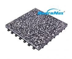 BodenMax® LLPLT001-BLK Terrazo 30x30cm Click Baldosa Set 30 cm x 30 cm Baldosa para la Terraza y Balcón Placas de Terrazo Baldosa de Encajar Color Negro-Blanco(8 piezas)