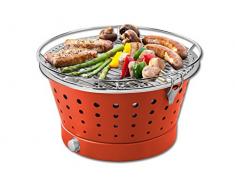 Mesa Barbacoa Carbón Vegetal, parrilla, Ø 35 cm, Carbón vegetal Barbacoa raucharm, rojo