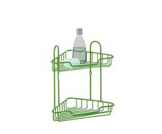 Axentia Estantería esquinera Marbella, accesorio de baño, estantería con 2 pisos, estantería esquinera de ducha zweir eihig, baño estante de hierro, polvo, aprox. 19 x 19 x 25 cm, metal, metal, verde, 19 x 19 x 25 cm