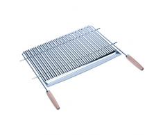 Sauvic 02795 Parrilla Barbacoa Inoxidable 18/8 EN V 70 X 44 Recortable con Mangos DE Madera, Acero, 75.50x65.50x3.00 cm