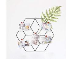 fervory Rejilla Fotos Pared Multifunción Nordic Ins Estilo Hexagonal Rejilla De Hierro Forjado Foto Estante De La Pared Decoración Simple DIY Rack