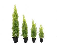 Ciprés artificial en tiesto decorativo, 120 cm – resistente a la intemperie - planta artificial / árbol sintético - artplants