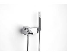 Roca A5A0150C00 - Mezclador monomando exterior baño-ducha con inversor automático, ducha de mano, flexible de 1,70 m. y soporte de ducha integrado