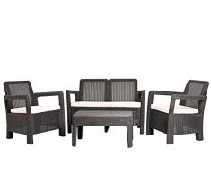 Keter - Conjunto de jardin de 4 plazas Tarifa Lounge con cojines incluidos, Color marrón