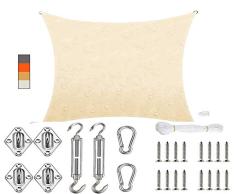 MEIDEL Shade Sail 3.5x3.5m Anti-UV 95% Toldo Vela Cuadrado HDPE Exteriores Patio Jardín, Beige