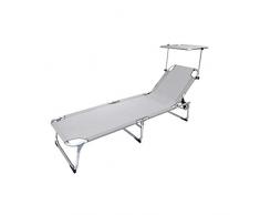 Papillon 8043560 Tumbona Playa Aluminio Cama con Parasol Color Gris 191x59x30 (alt) cm