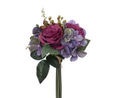 FS - Ramo de Rosas y hortensias Artificiales (28 cm), Color Morado