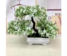 LIXIFF Flores Artificiales para el hogar Bienvenida Pino Bonsai Simulación Flores y Coronas Decorativas Decoración de Plantas de Maceta Verde Falsa, 5