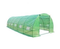 HOMCOM Invernadero 8 Metros 8x3x2metros Acero y PE 140g/m2 Cultivo Plantas Tomates Verduras