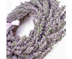 Set 2 x Corona de lavanda artificial en mimbre, violeta, Ø 40 cm - 2 unidades de Corona sintética / Composición floral - artplants