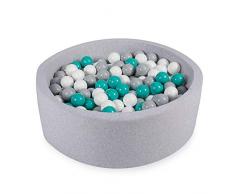 Angelove Piscina De Bolas 90X30cm/200 Bolas para Bebé Niños Piscina De Espuma Redonda Blanda Gris Claro: Turquesa/Gris/Blanco