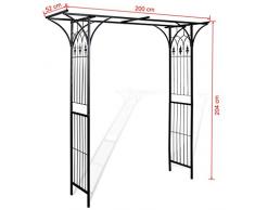 Tidyard Arco de Jardin para Plantas Arco para Rosas Arco de Flores para Jardín Patio Terraza Hierro Negro 200x52x204cm