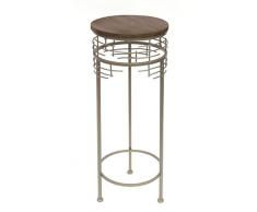 DanDiBo taburete de metal con madera redondo 21288 Flores Soporte mesa auxiliar Modern Pequeño, Silber - Grau, M - Höhe 68 cm